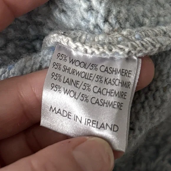 Irelandseye Wool Cashmere Trellis Sweater Womens Sm Blue Fisherman $167 Retail! - Picture 11 of 11